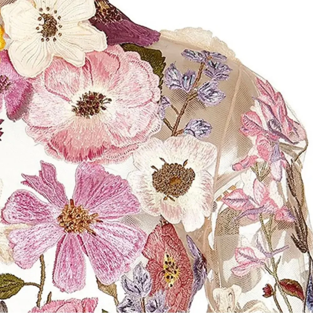 Embroidered Flowers Bell Skirt Mini Dress, Designed With Luxury In Mind, 5⭐️ - Picture 8 of 17
